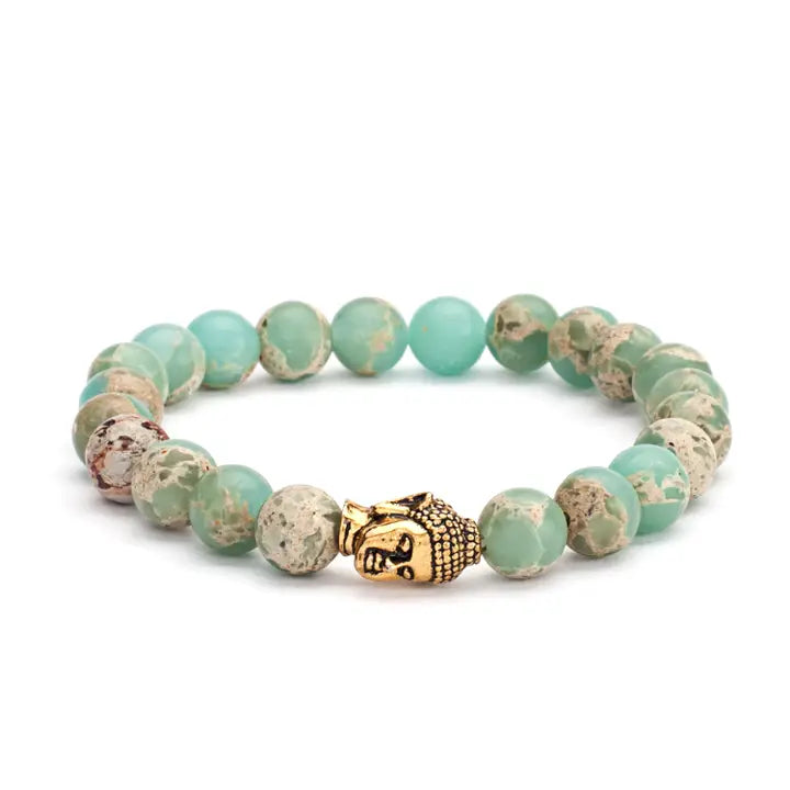 Mala armband pastel Serpentijn met Boeddha-bedel – Bodynova