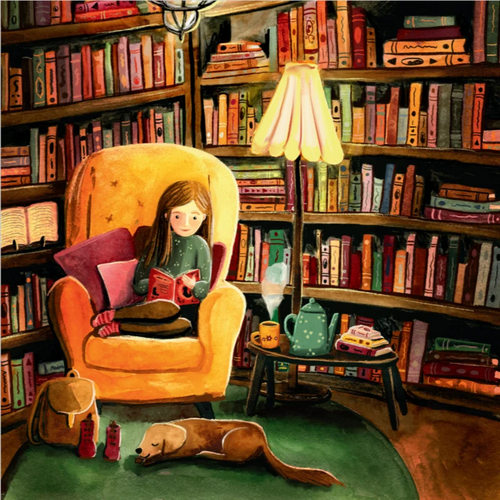 Toverplaat Book Lover - Illustrator under a blankie