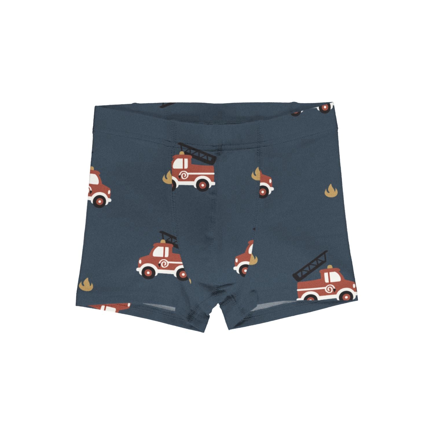 Boxershorts van Maxomorra met brandweerwagen print in het blauw van biologisch katoen