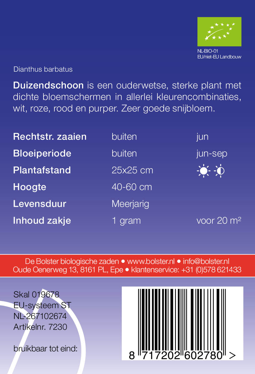 Duizendschoon biologische zaden - De Bolster