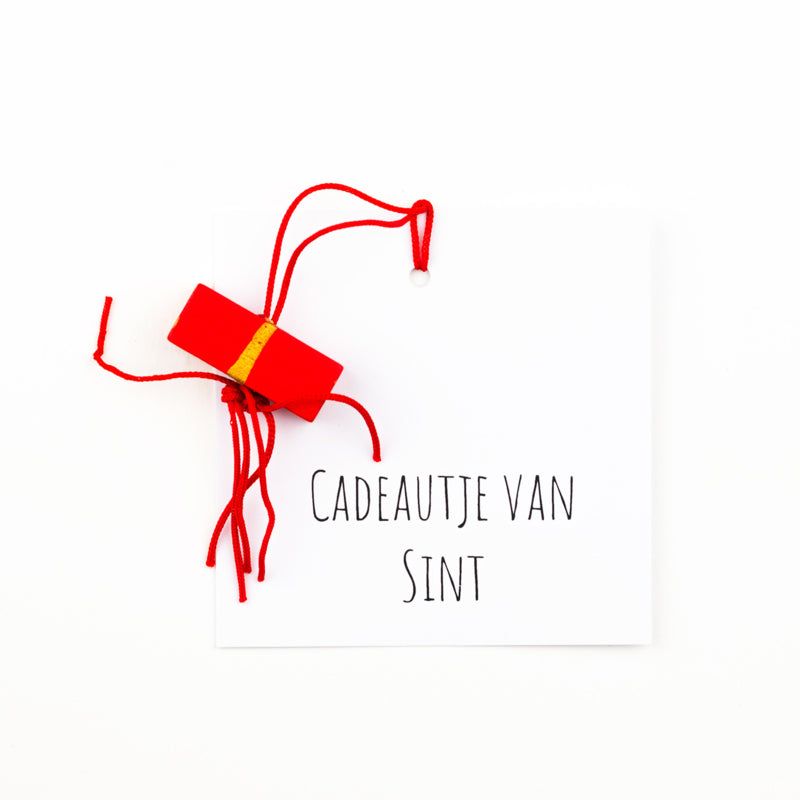 Geschenkkaartje / Gift Tag "Cadeautje van Sint" met gelukspoppetje – Sidedish
