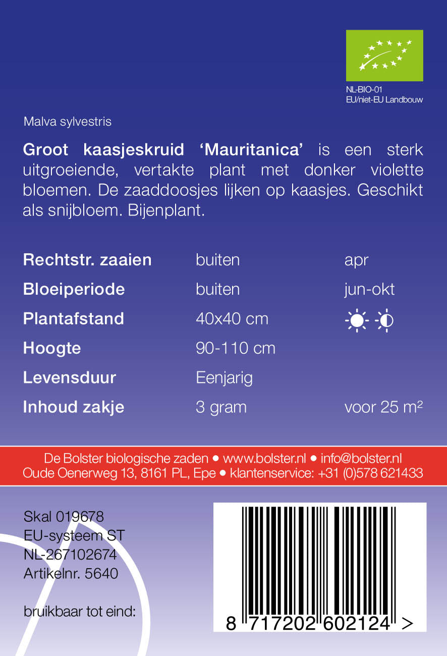 Groot Kaasjeskruid 'Mauritanica' biologische zaden - De Bolster