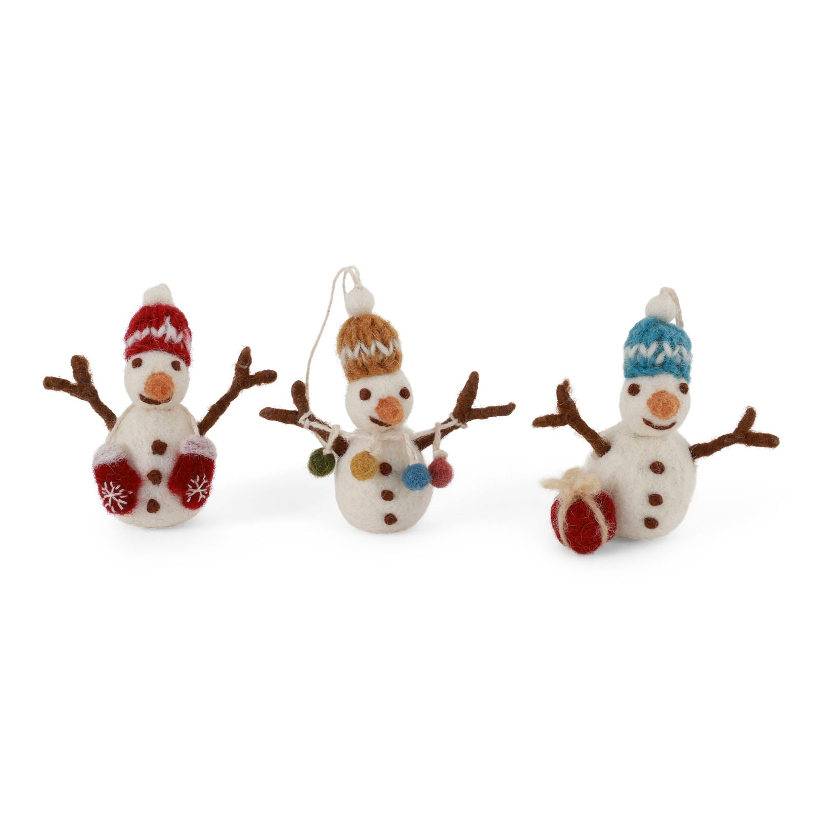 Snowmen w knitted Hat - set of 3 – Gry & Sif