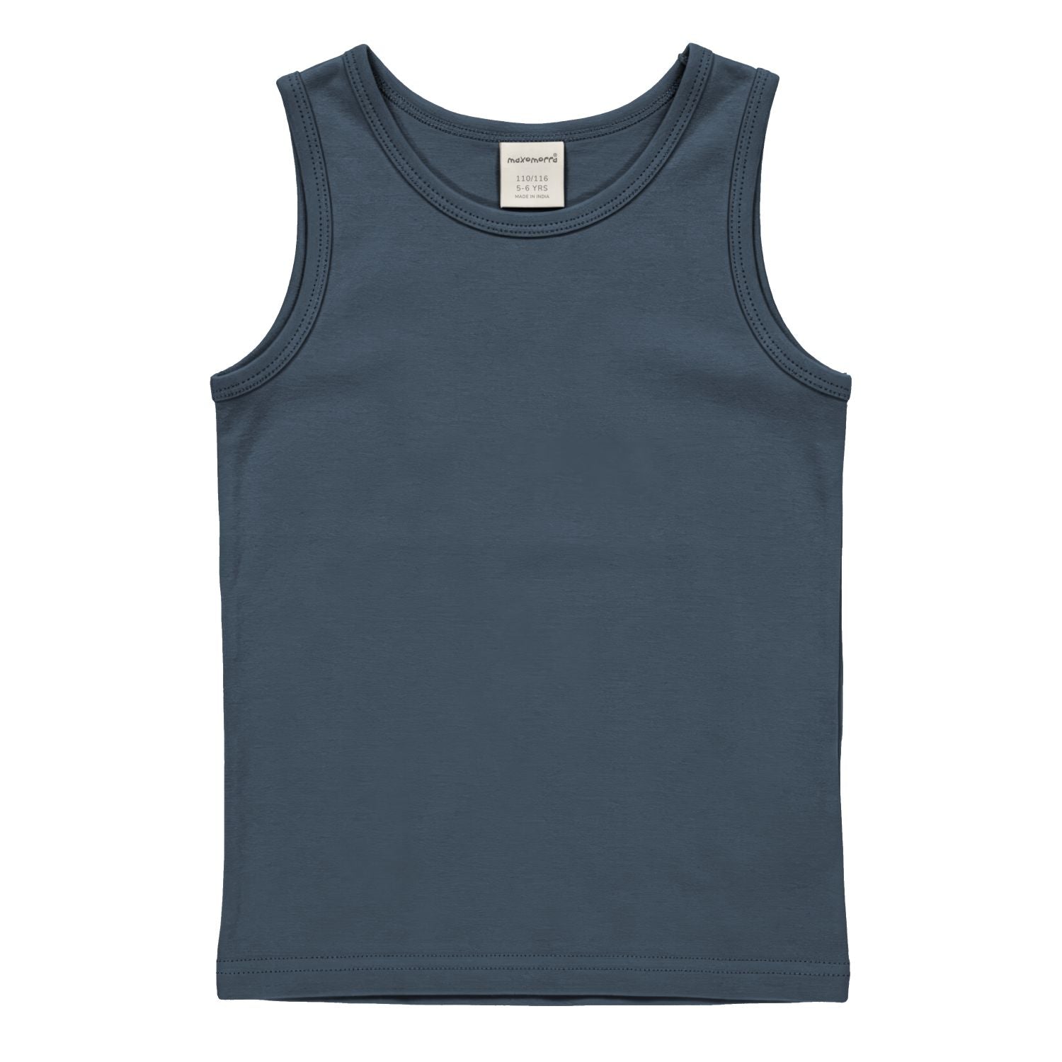 Tanktop (hemd) van Maxomorra in basic blauwe kleur van biologisch katoen