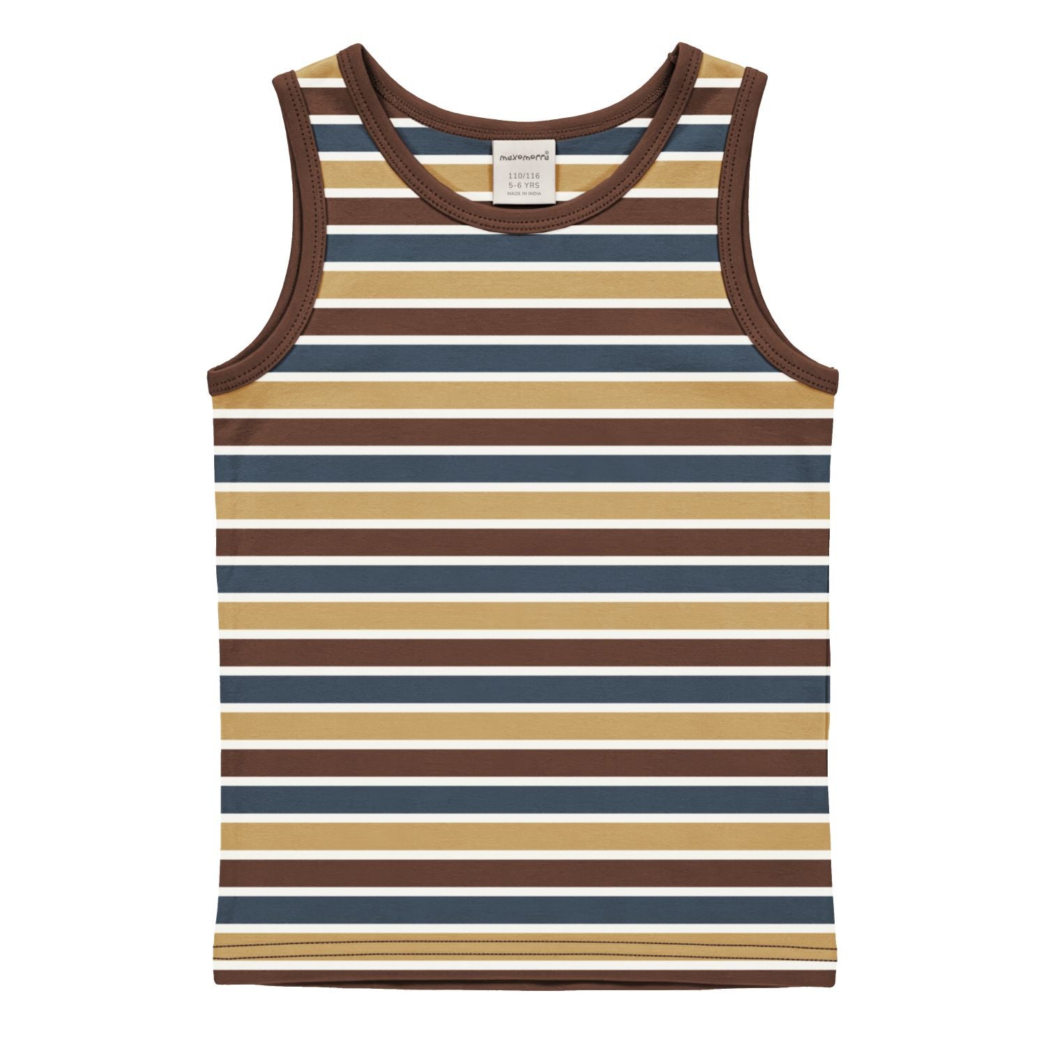 Tanktop (hemd) van Maxomorra met gestreepte print in warme natuurtinten van biologisch katoen