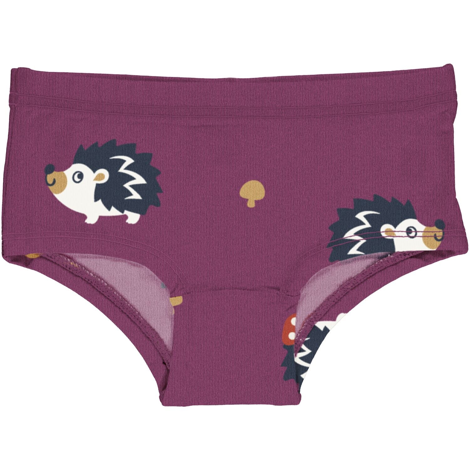 Hipster ondergoed van Maxomorra met hedgehog print in het paars van biologisch katoen