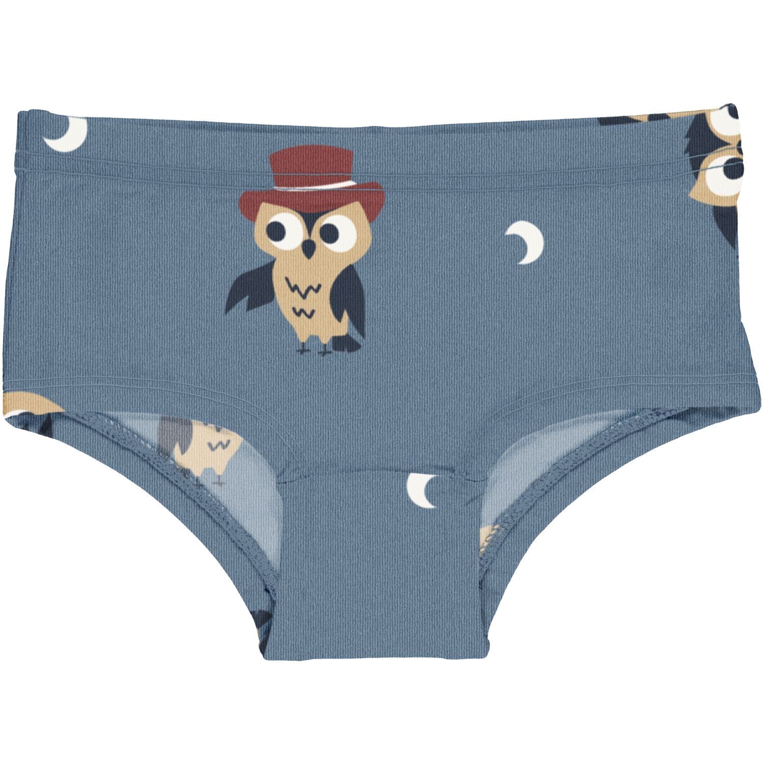 Hipster ondergoed van Maxomorra met owl print in het blauw van biologisch katoen
