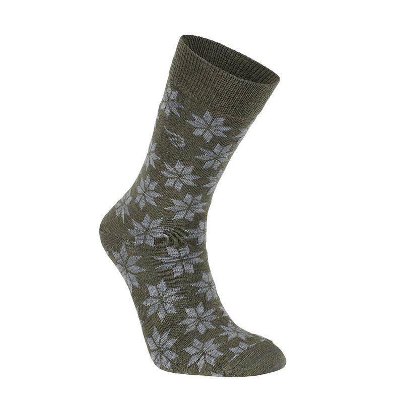 Wool Sock Snowflake (90 % merinowol) loden green – Ivanhoe of Sweden