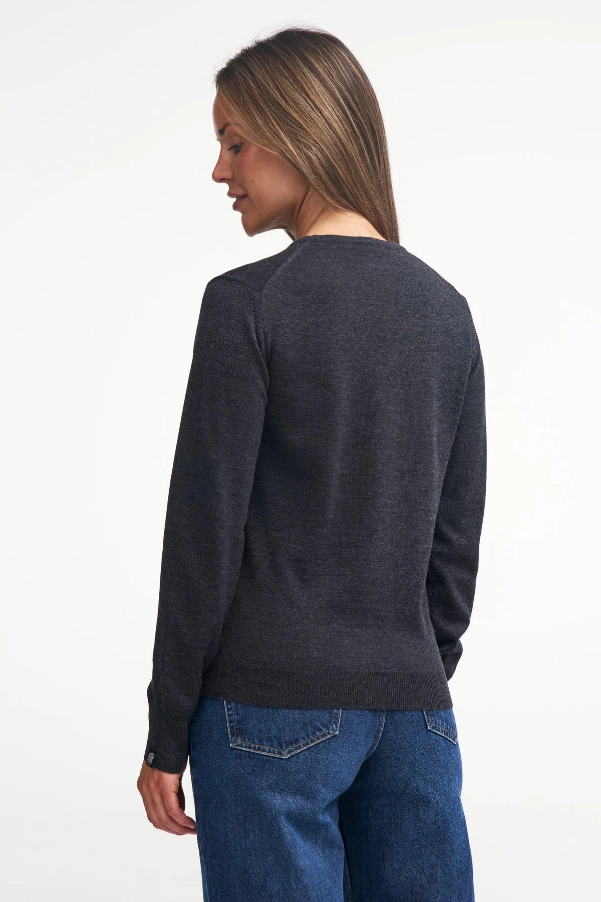 Trui Merino V-neck Female - Graphite Marl - Ivanhoe of Sweden