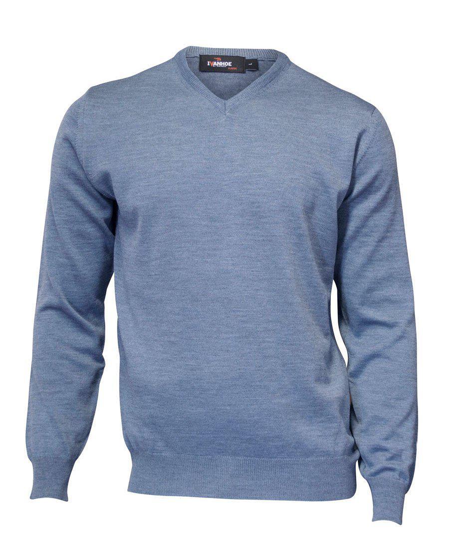 Trui Merino V-neck Male - Denim - Ivanhoe of Sweden