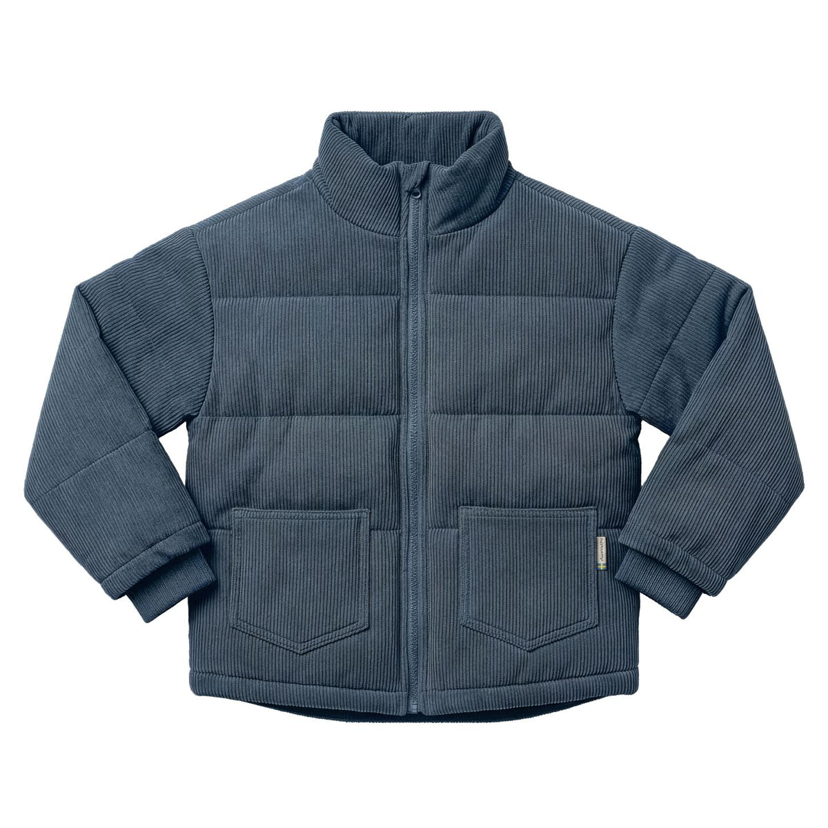 Gevoerde blauwe jas van Maxomorra met corduroy rib van biologisch katoen en vulling van gerecycled polyester