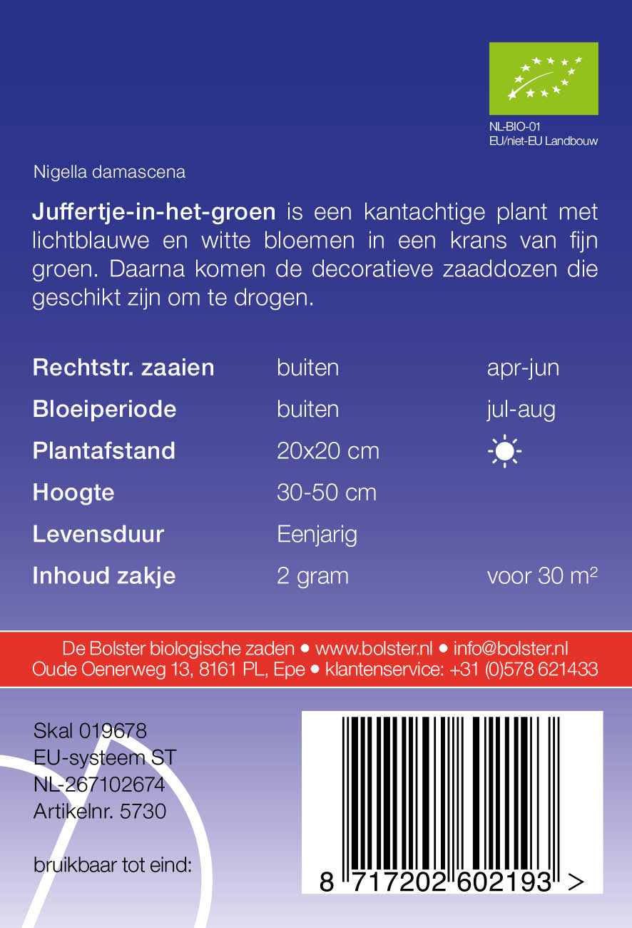 Juffertje-in-het-groen biologische zaden - De Bolster