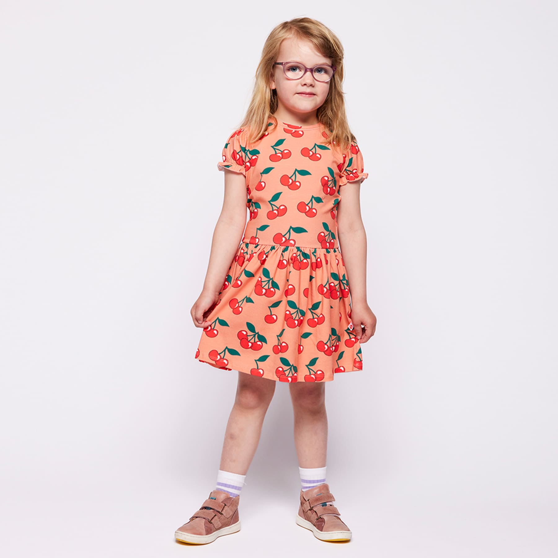 Jurk / Rubinette Short-Sleeved Dress with Cherries - Småfolk