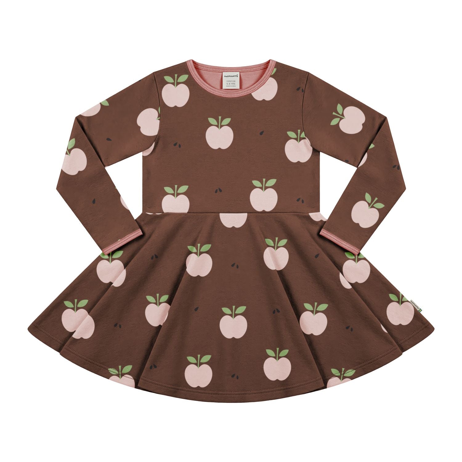 Jurk van Maxomorra met retro apple print van biologisch katoen