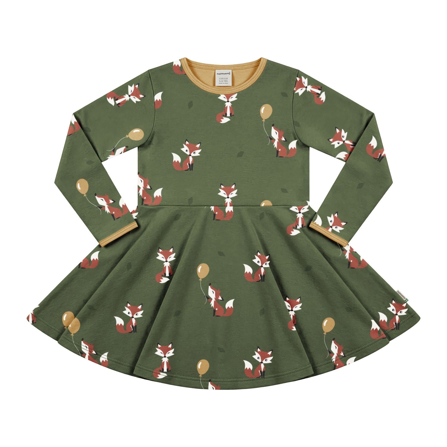 Jurk / Dress Circle LS Fox Mosgroen - Maxomorra
