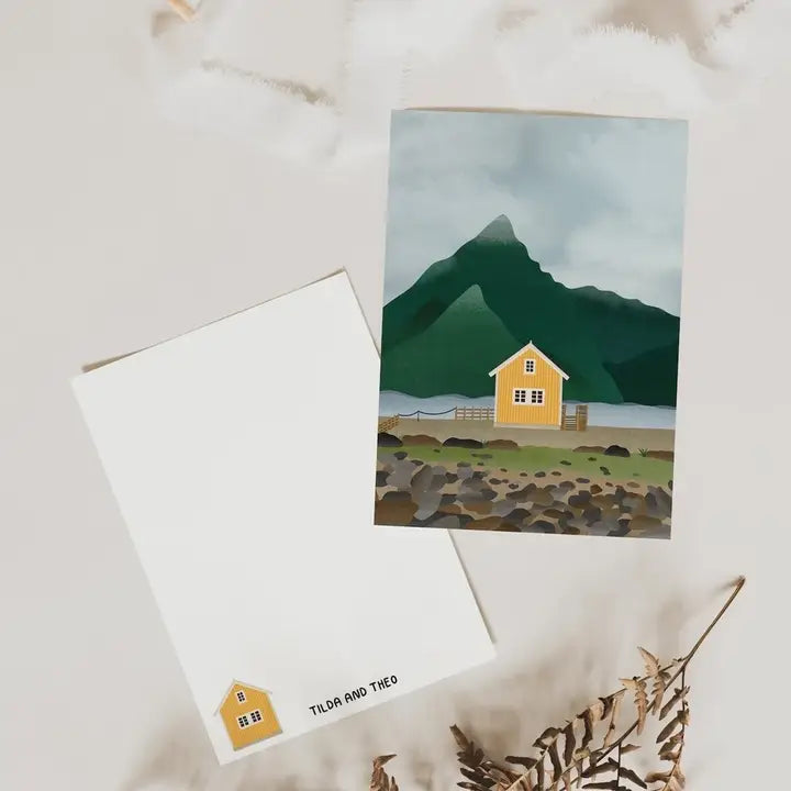 Ansichtkaart Noors Fjord Huis – Tilda & Theo