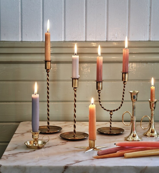 Kandelaar / Candle Holder Estelle Antique Brass Low - Strömshaga