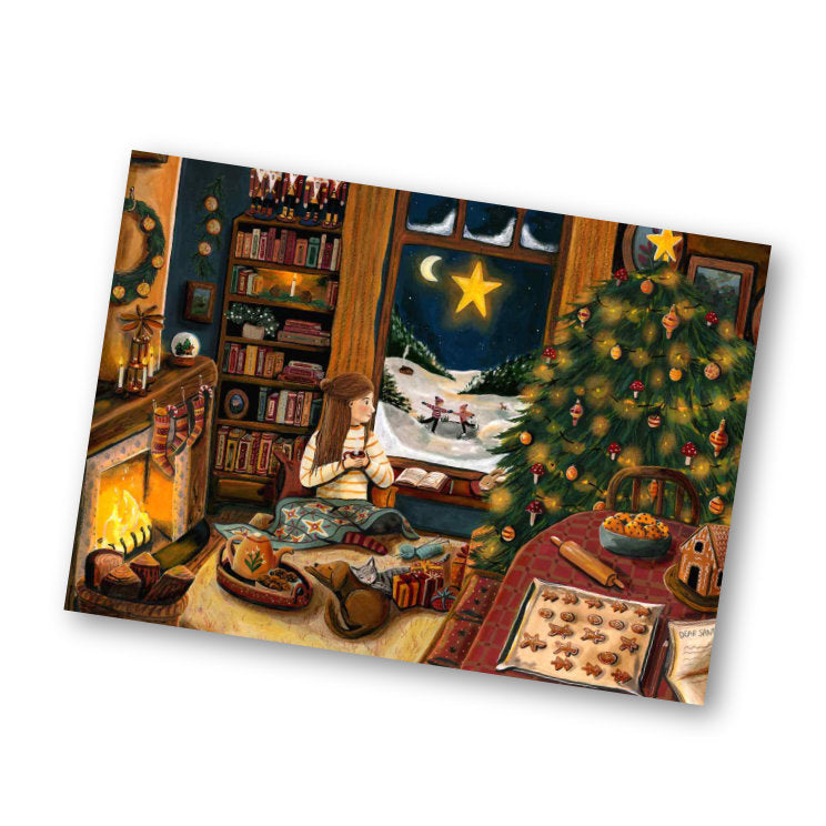 Kerstkaart Cosy Christmas - Illustrator under a blankie