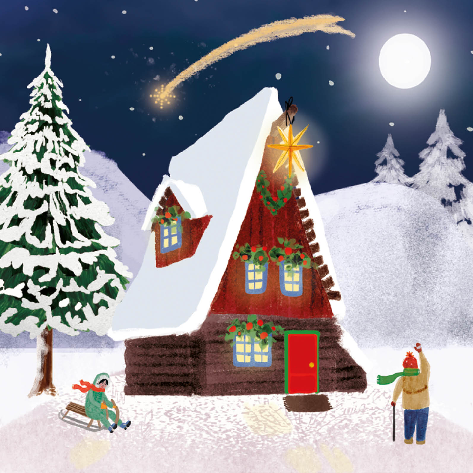 Eco Kerstkaarten Set 22 Esther 6 st. + 9 stickers – Zintenz