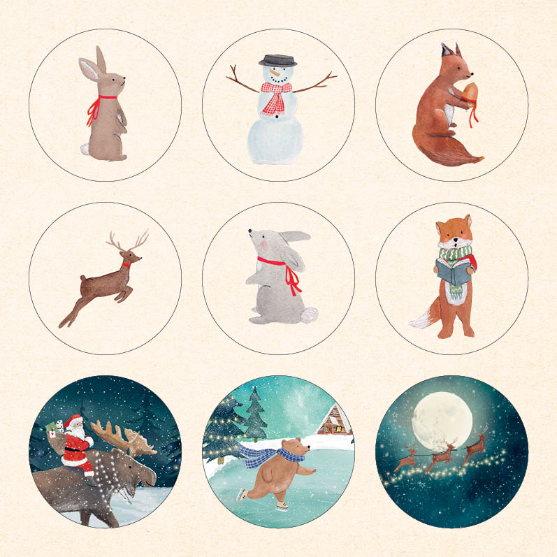 Eco Kerstkaarten Set 20 Tina 6 st. + 9 stickers – Zintenz