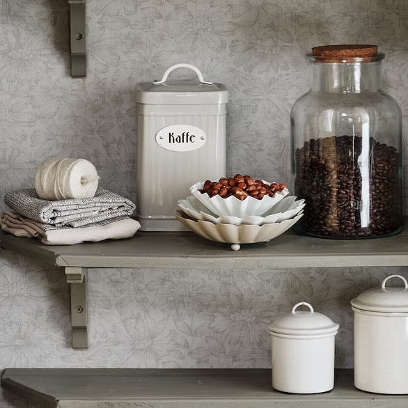 Koffieblik / Tin Hugo Kaffe Beige Rectangular - Strömshaga