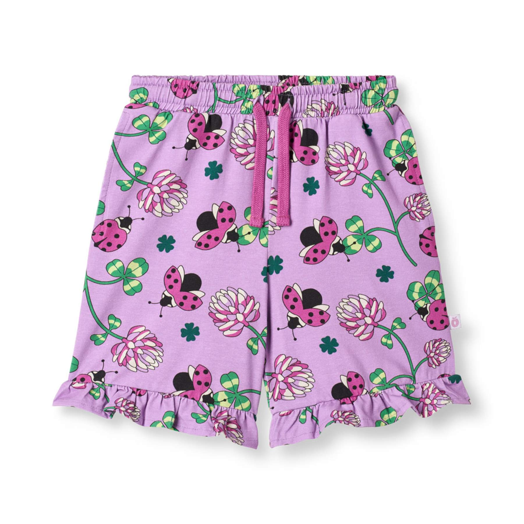 Småfolk korte broek met lieveheersbeestjes print in het paars biologisch katoen kind