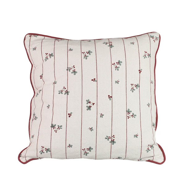 Rood-witte Gerd kussenhoes met kleine vossenbessen patroon van het Zweedse Strömshaga, 45 × 45 cm, met Scandinavische uitstraling.