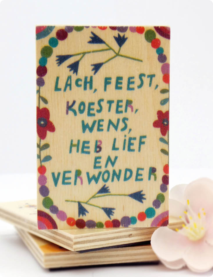 Magneet "Lach, Feest, Koester" – Zintenz Organic Cards