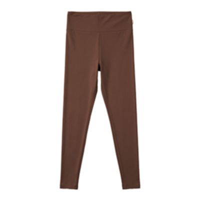 Legging van Maxomorra voor dames in bruine zachte sweatstof van biologisch katoen