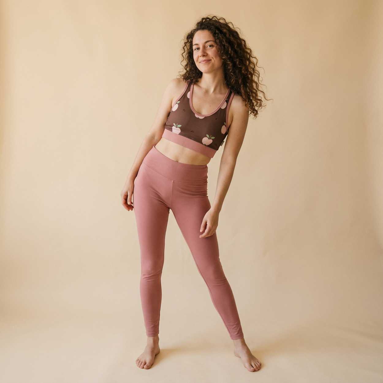 Legging van Maxomorra voor dames in roze zachte sweatstof van biologisch katoen