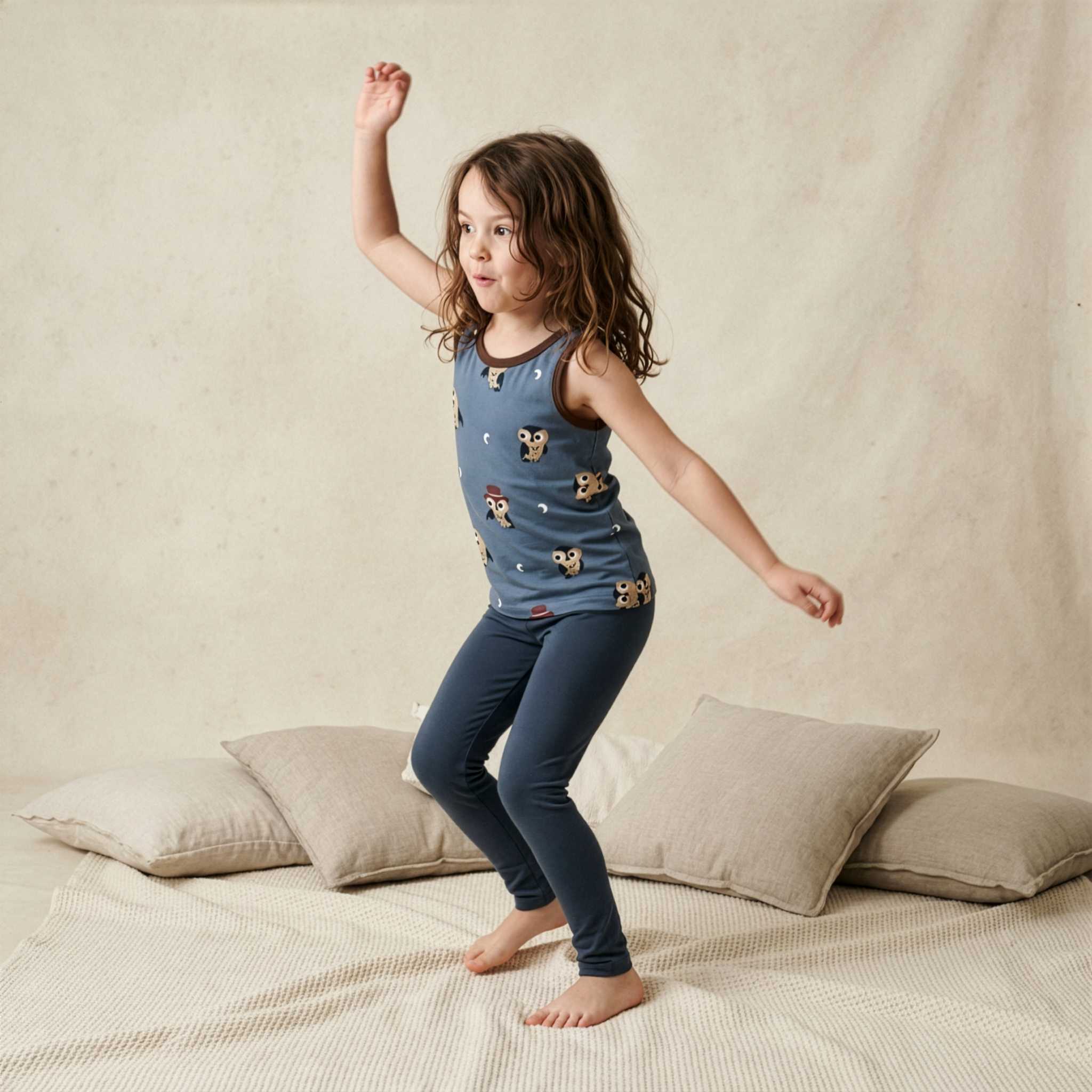 Leggings Sweat Solid Blue - Maxomorra