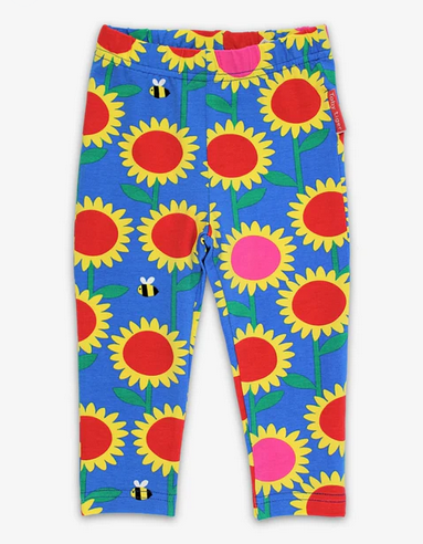 Toby Tiger kinder legging zonnebloemen met bijen print biologisch katoen