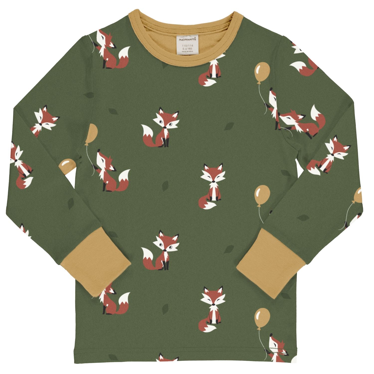 Longsleeve top van Maxomorra met fox print van biologisch katoen