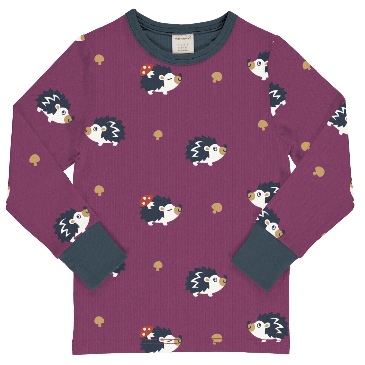 Longsleeve top van Maxomorra met hedgehog print van biologisch katoen