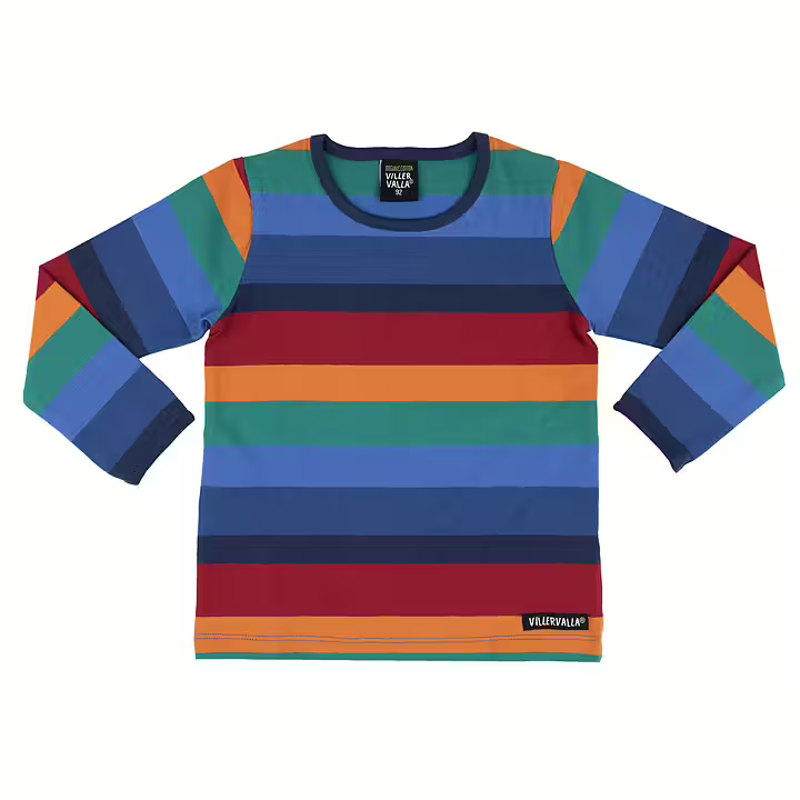 Villervalla longsleeve T-shirt Multistripe Kalahari voor kinderen van biologisch katoen