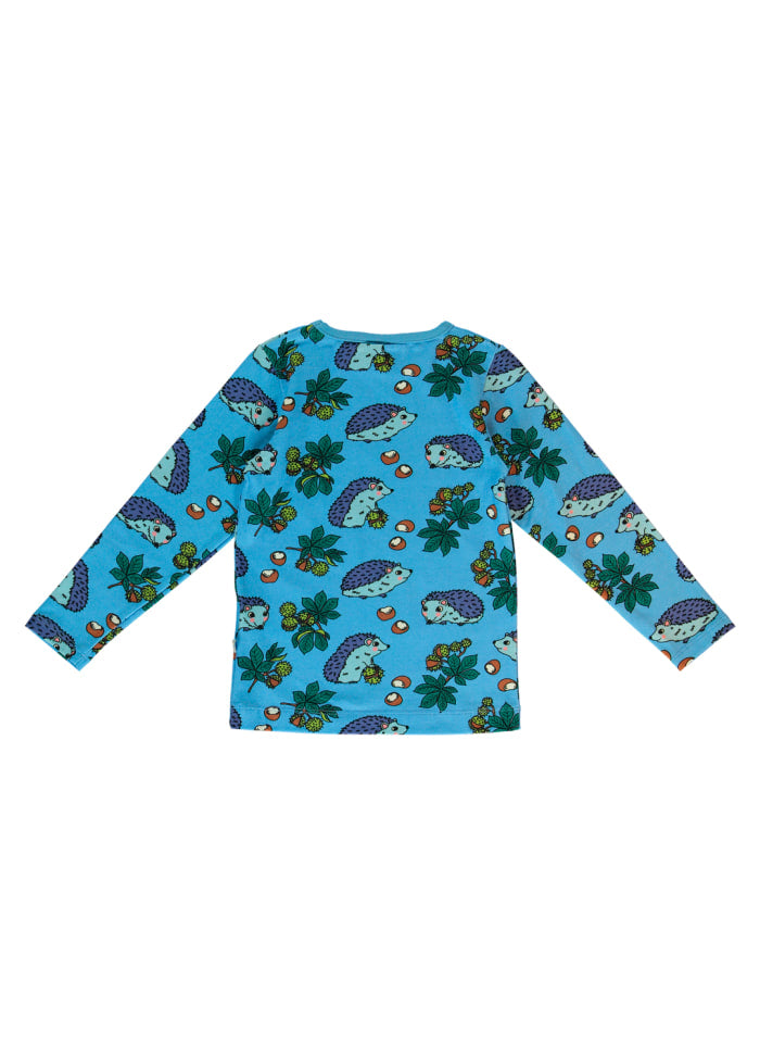 Longsleeve with hedgehogs Blue - Småfolk