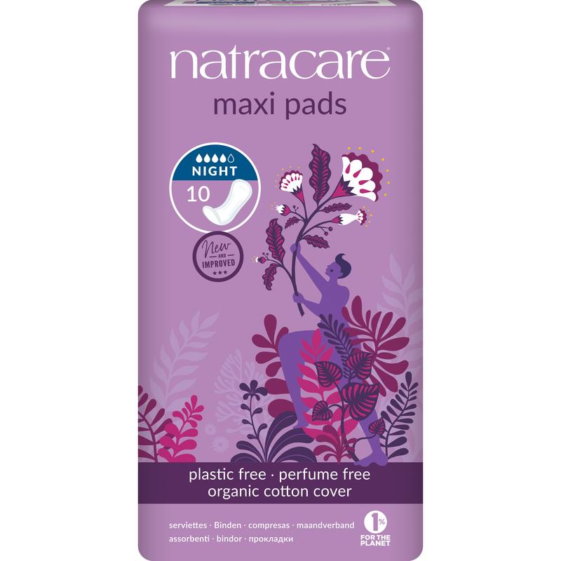 Natracare Nacht Maxi maandverband zonder vleugels – voor de nacht en hevige menstruatie
