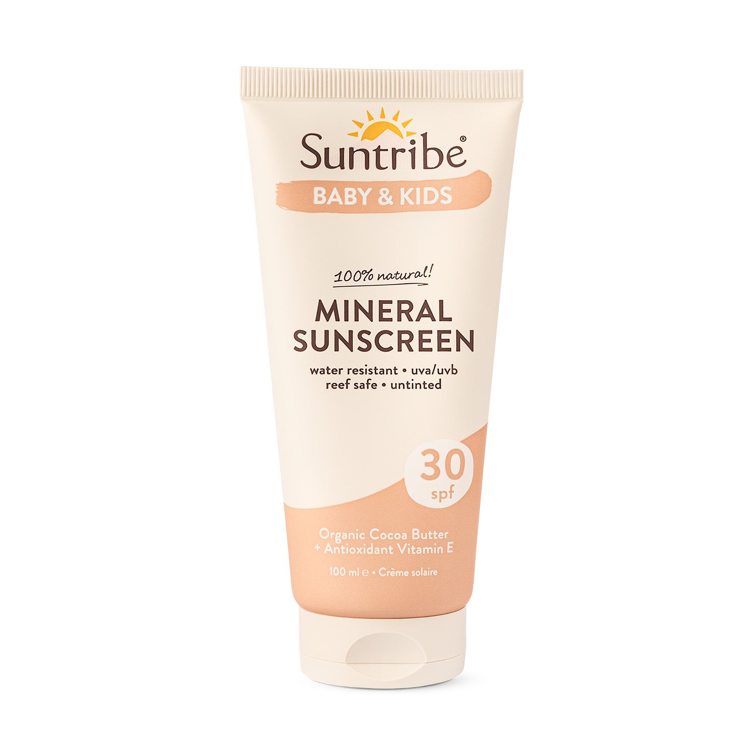 Suntribe Baby & Kids SPF 30 | Minerale Zonnebrand hypoallergene formule voor Baby's & Kinderen
