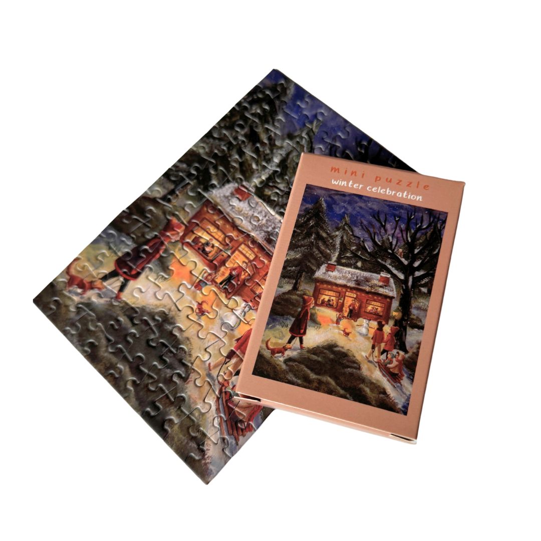 Mini Puzzel Winter Celebration - Illustrator under a Blankie