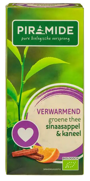 Verwarmend groene thee sinaasappel & kaneel bio – Piramide