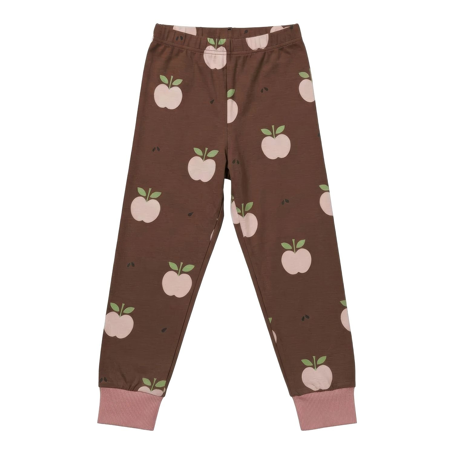 Pyjama broek van Maxomorra met vrolijke roze appeltjes van biologisch katoen