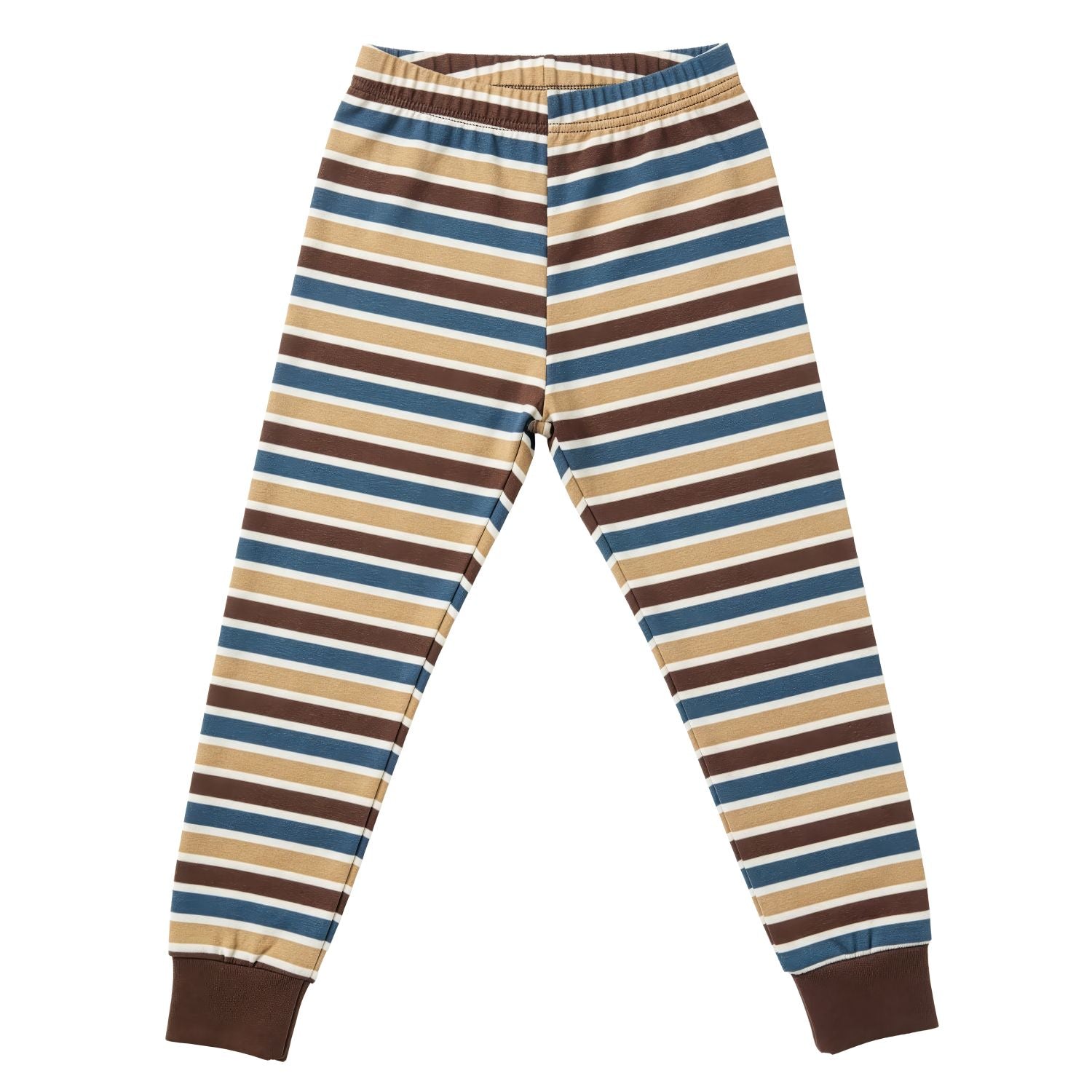 Pyjama broek van Maxomorra met gestreepte print in warme natuurtinten van biologisch katoen