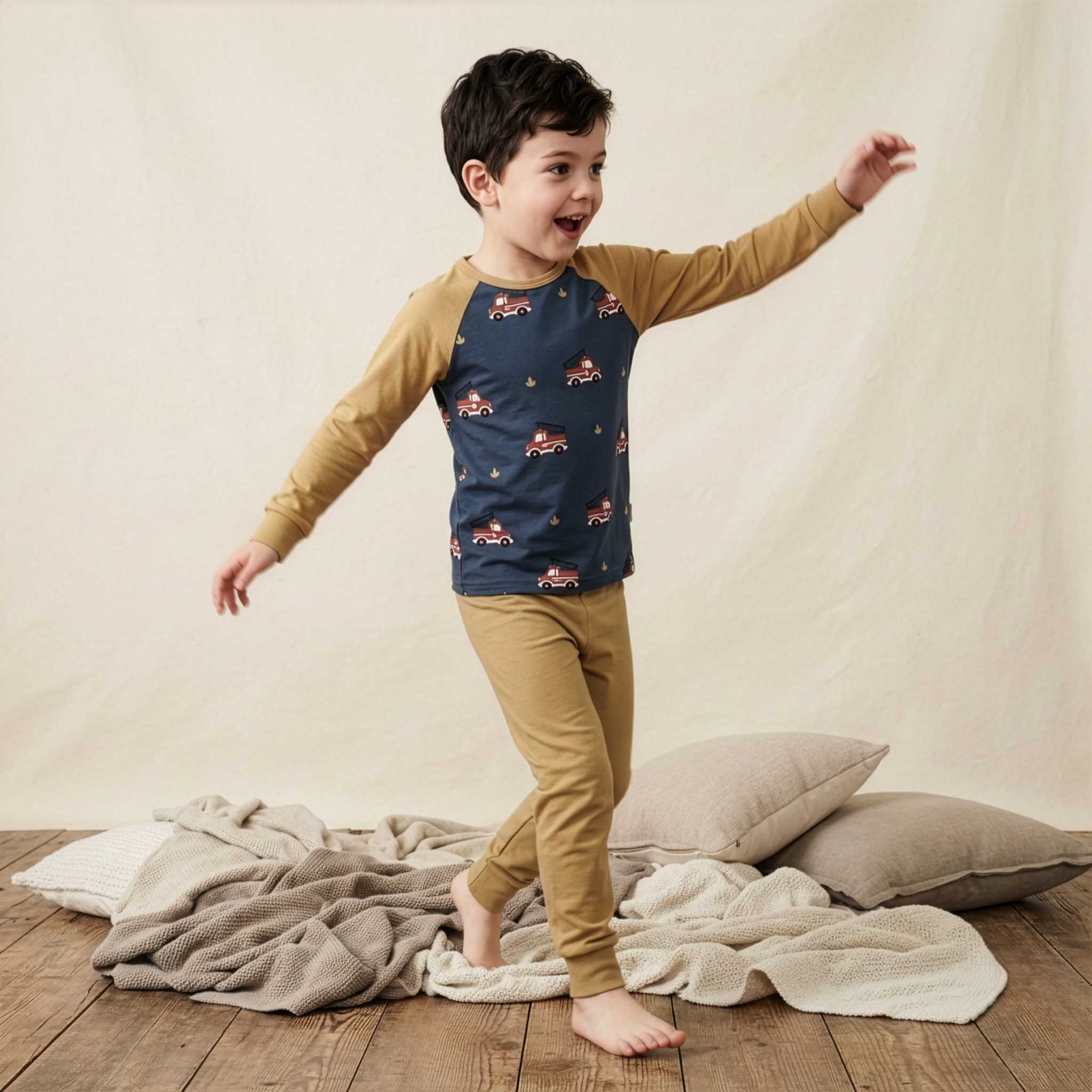 Pyjama Shirt / Top Fire Truck - Maxomorra
