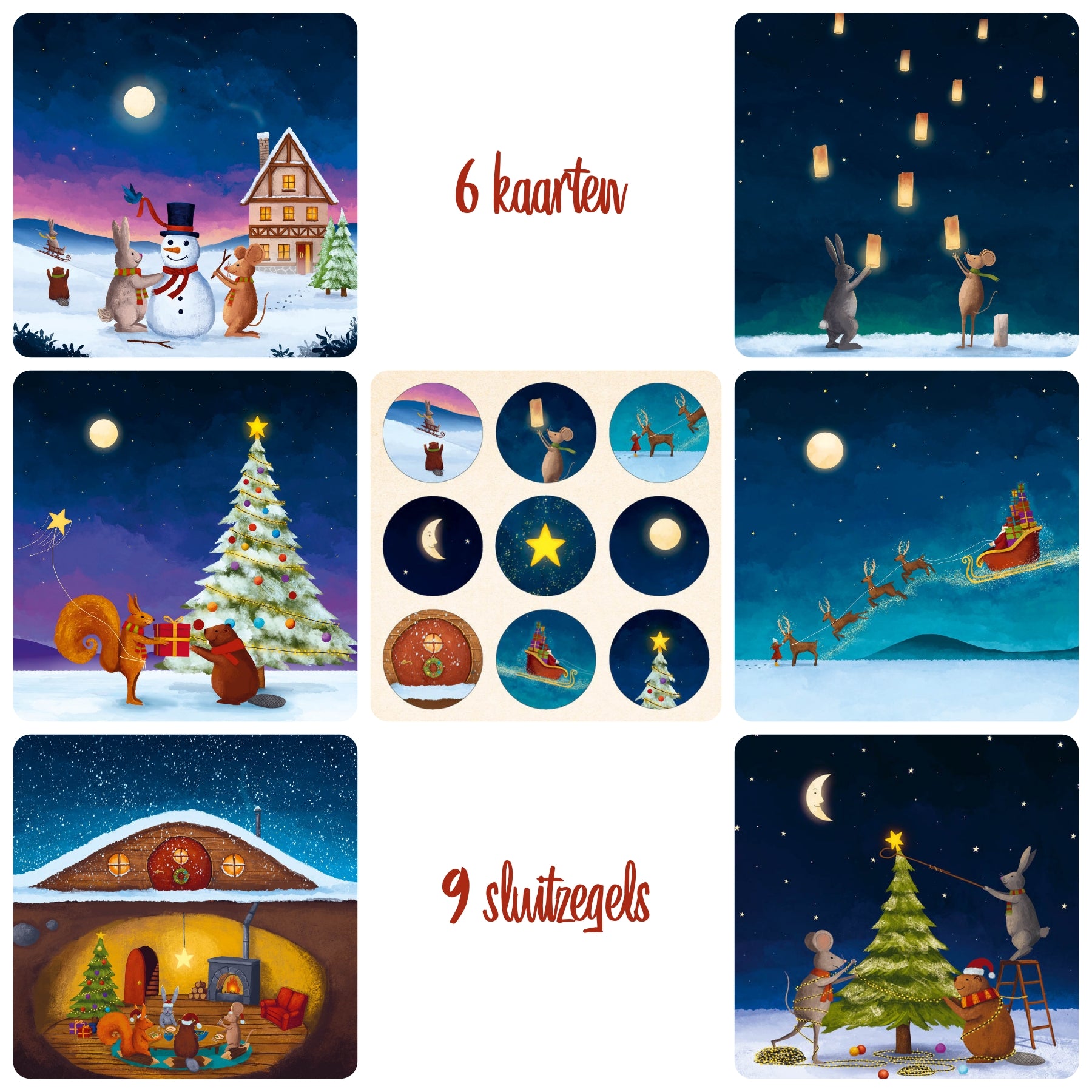Eco Kerstkaarten Set 21 Lance 6 st. + 9 stickers – Zintenz