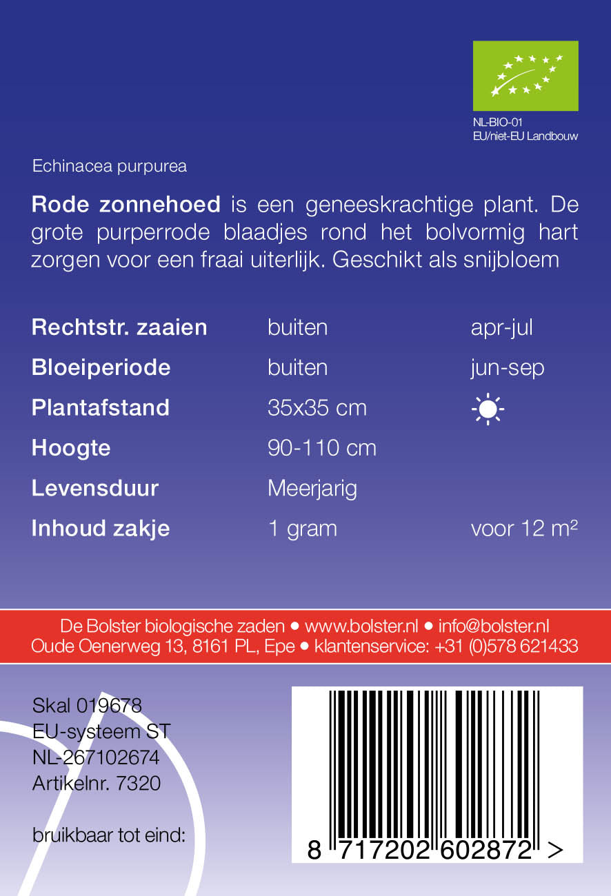 Rode Zonnehoed biologische zaden - De Bolster