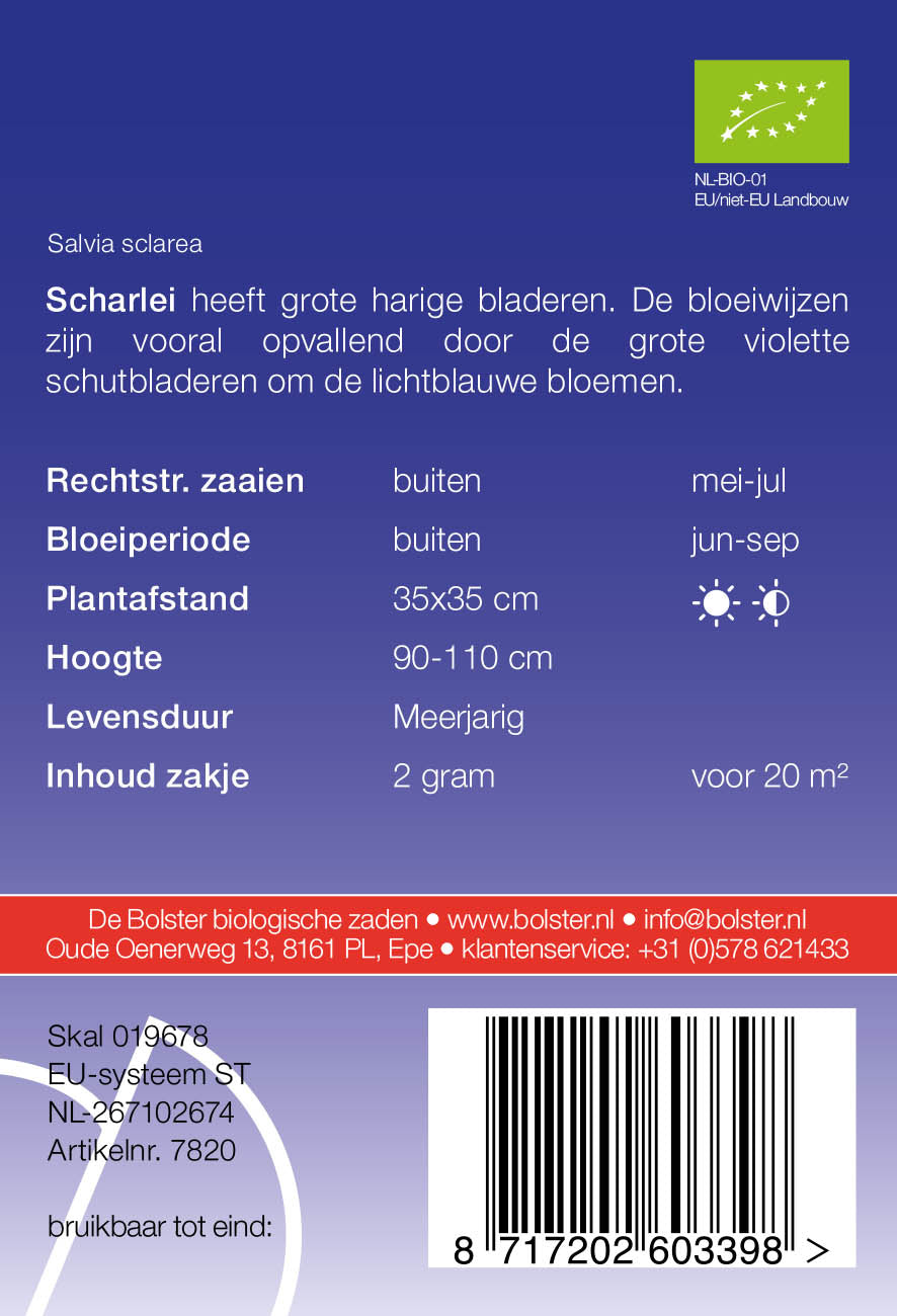 Scharlei biologische zaden - De Bolster