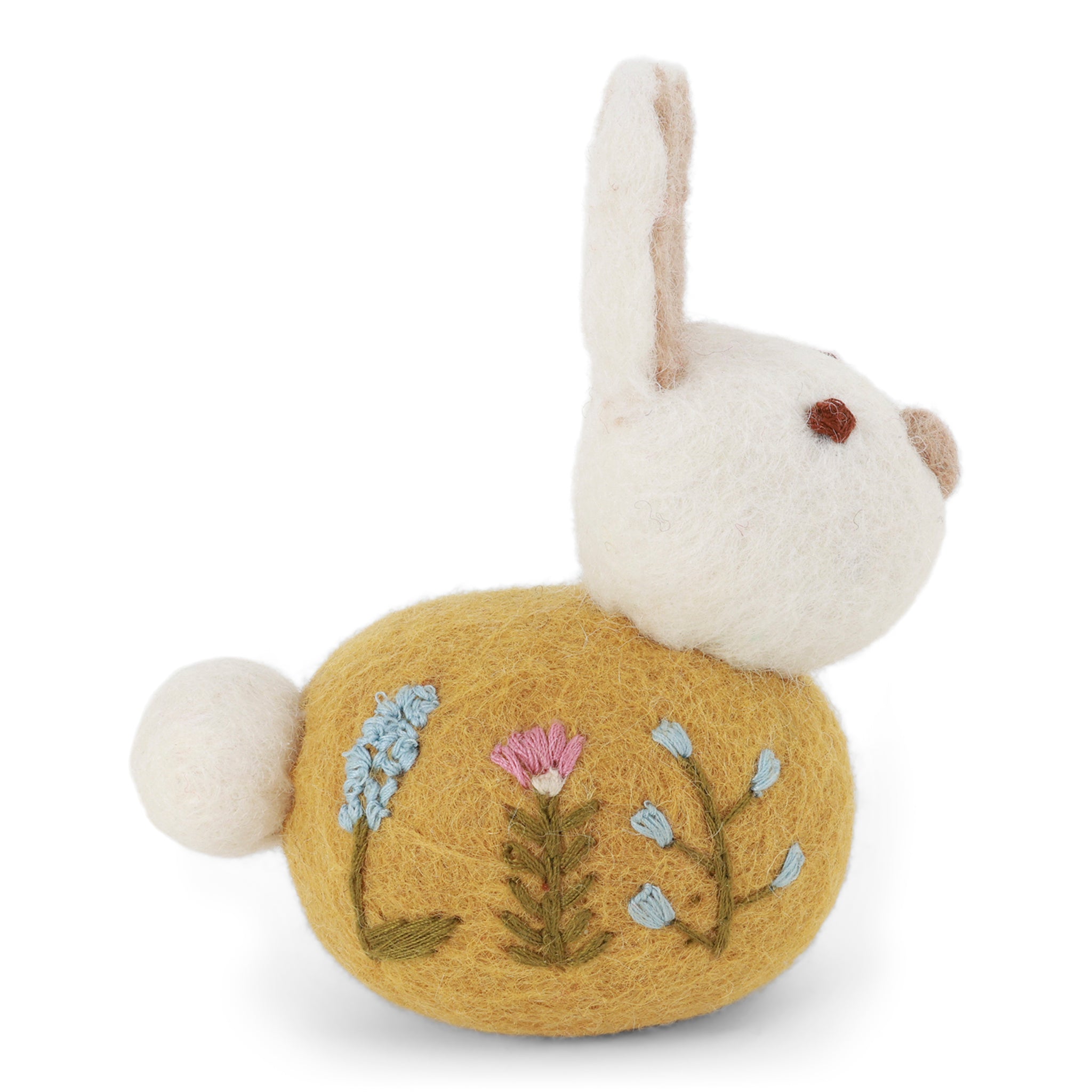 Vilten Sitting Bunny Flower Embroidery Ochre – Gry & Sif