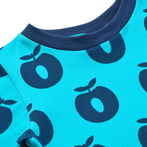 Longsleeve ICONICS Elstar with apples - Blue Atoll - Småfolk