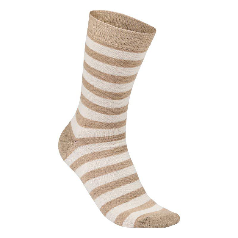 Ivanhoe Wool Sock Stripe Sand dunne gestreepte sok van 90% merinowol
