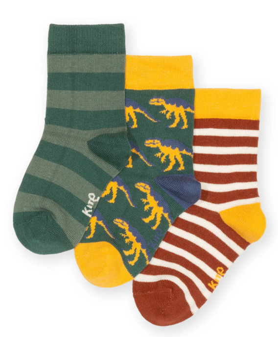 Kite Big Ally kindersokken 3-pack met dino- en streepdesigns